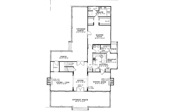Floor Plan - Main Floor for Country House Plan #17-2714 - 1 bed, 1 bath