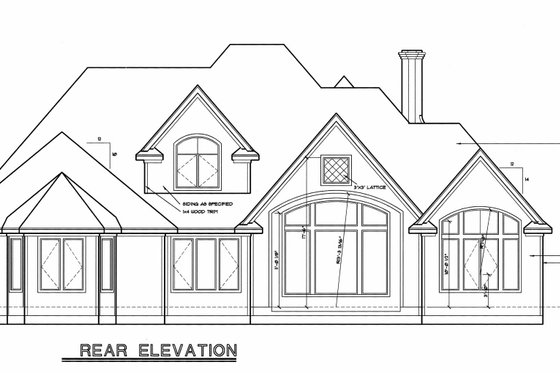 Exterior - Rear Elevation for European House Plan #20-967 - 4 bed, 3.5 bath