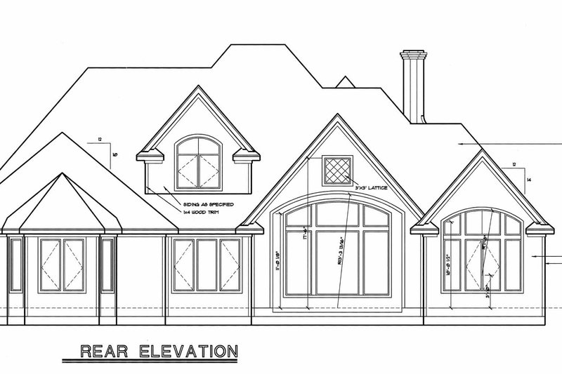 Home Plan - Exterior - Rear Elevation for European House Plan #20-967 - 4 bed, 3.5 bath