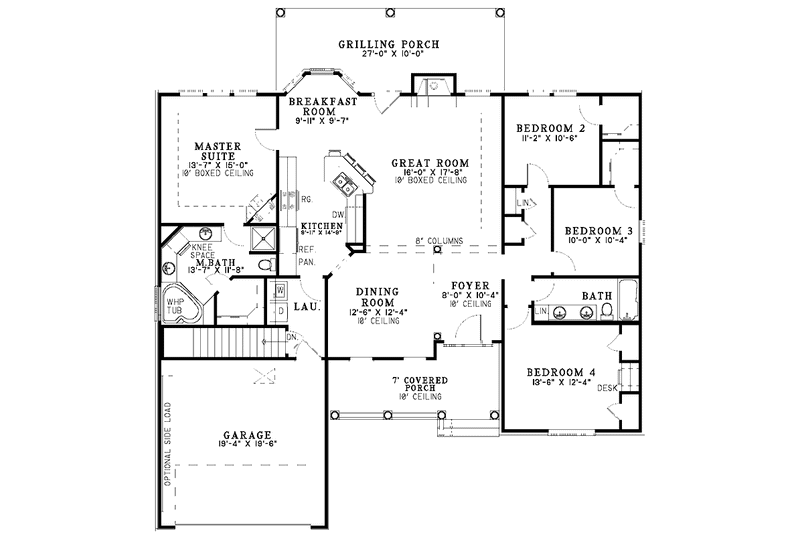 Dream House Plan - Floor Plan - Main Floor for Country House Plan #17-3110 - 4 bed, 2 bath