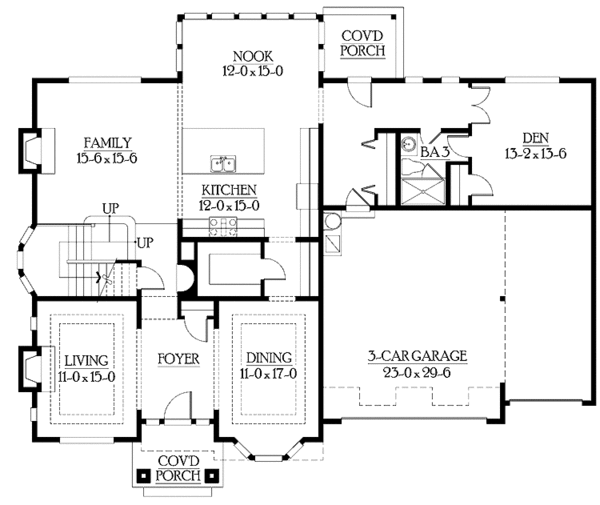 Craftsman Floor Plan - Main Floor Plan #132-463