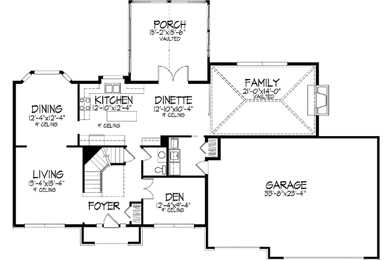 Home Plan - Floor Plan - Main Floor for Country House Plan #51-918 - 3 bed, 2.5 bath