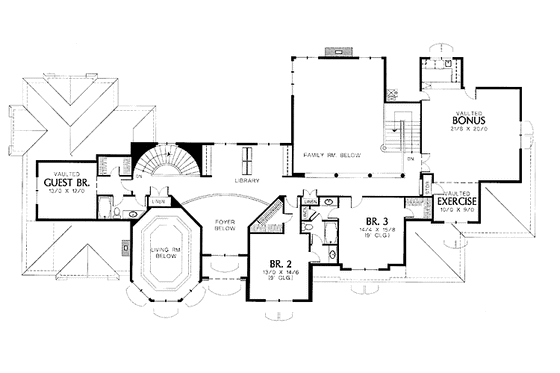 Floor Plan - Upper Floor for European House Plan #48-770 - 4 bed, 4 bath