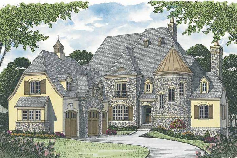 Home Plan - Exterior - Front Elevation 3 for European House Plan #453-603 - 4 bed, 4 bath