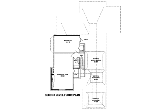 Floor Plan - Upper Floor for Colonial House Plan #81-1270 - 3 bed, 3 bath