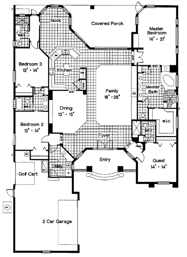 Architectural House Design - Mediterranean Floor Plan - Main Floor Plan #417-660