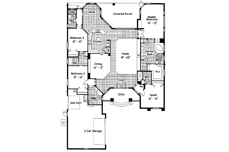 Dream House Plan - Floor Plan - Main Floor for Mediterranean House Plan #417-660 - 4 bed, 4 bath