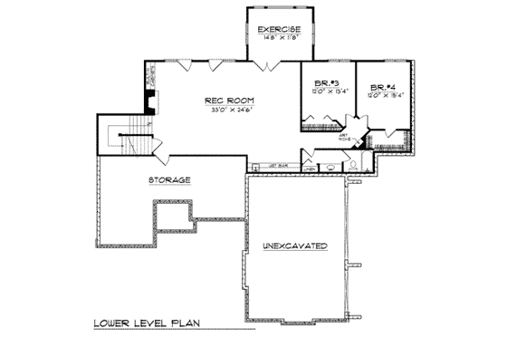 Floor Plan - Lower Floor for European House Plan #70-540 - 2 bed, 2 bath