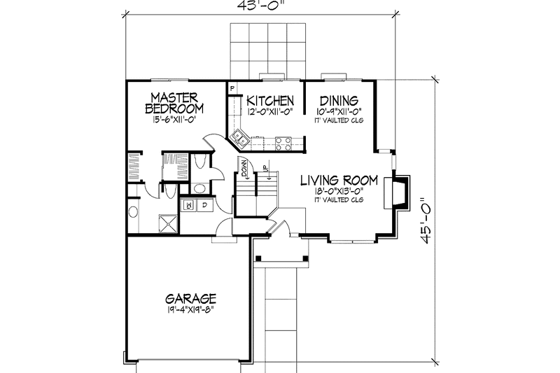 Home Plan - Floor Plan - Main Floor for Traditional House Plan #320-593 - 3 bed, 2.5 bath