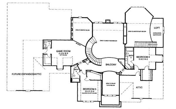 House Blueprint - Mediterranean Floor Plan - Upper Floor Plan #952-74
