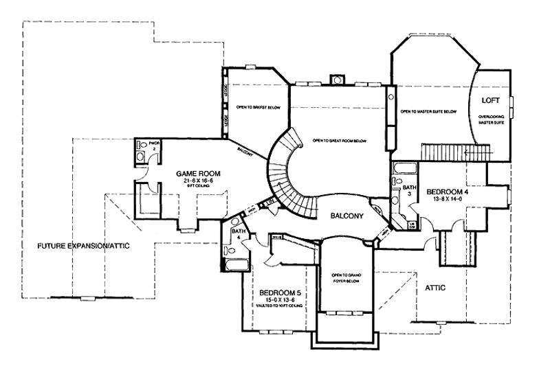 Home Plan - Floor Plan - Upper Floor for Mediterranean House Plan #952-74 - 5 bed, 4 bath