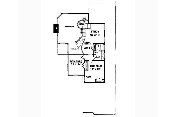 Floor Plan - Upper Floor for European House Plan #40-181 - 3 bed, 2.5 bath