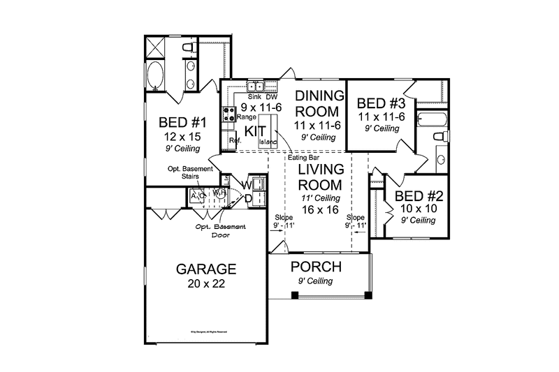 Home Plan - Floor Plan - Main Floor for Traditional House Plan #513-2138 - 3 bed, 2 bath