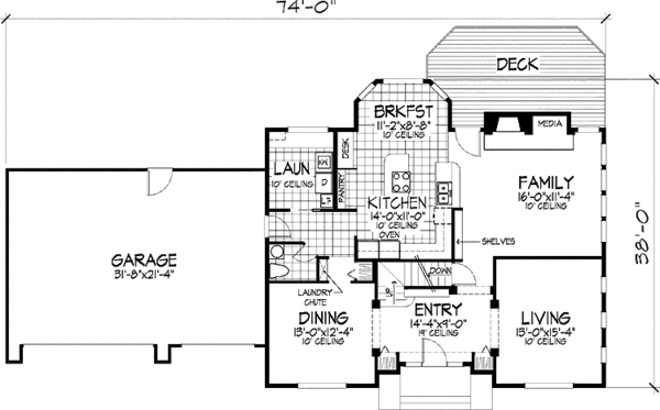 House Plan Design - Colonial Floor Plan - Main Floor Plan #320-654