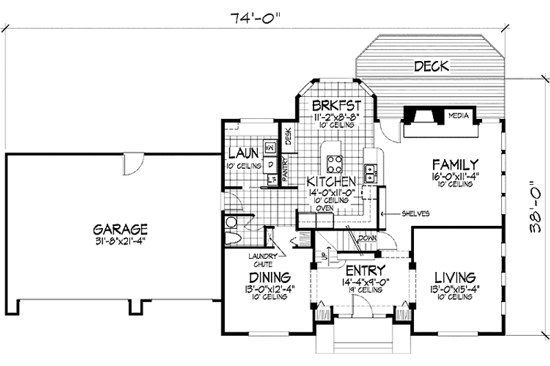 Home Plan - Floor Plan - Main Floor for Colonial House Plan #320-654 - 3 bed, 2.5 bath