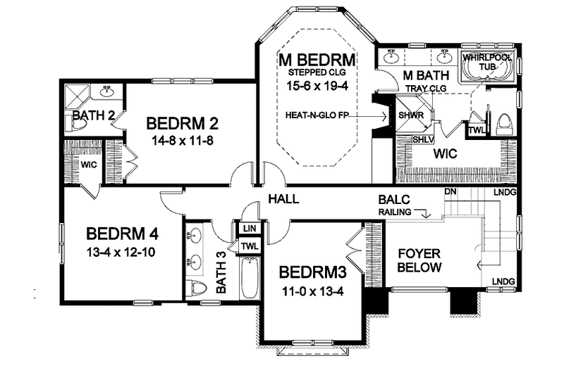 Dream House Plan - Floor Plan - Upper Floor for Country House Plan #328-424 - 4 bed, 3.5 bath