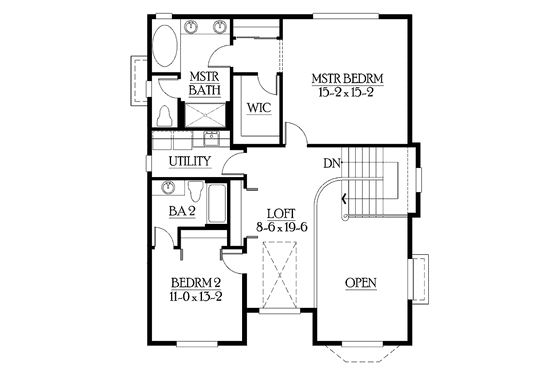 Floor Plan - Upper Floor for Prairie House Plan #132-262 - 4 bed, 3.5 bath