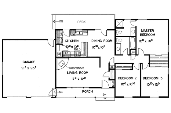 Floor Plan - Main Floor for Country House Plan #60-823 - 3 bed, 2 bath
