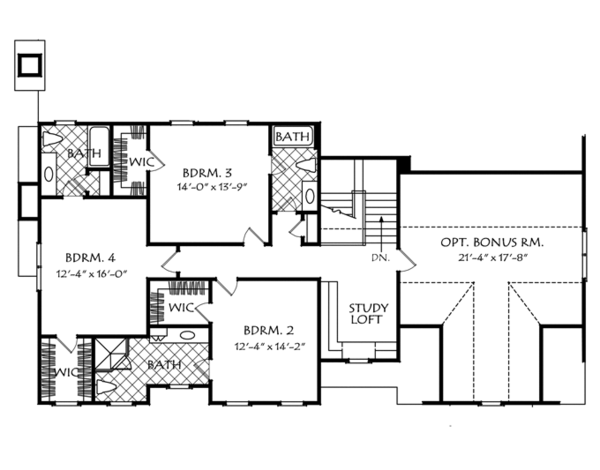 House Design - Traditional Floor Plan - Upper Floor Plan #927-963