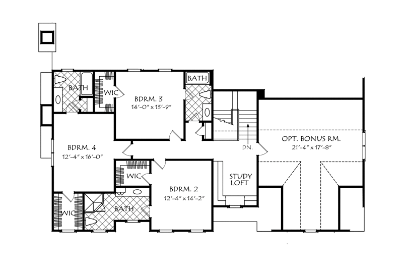 Architectural House Design - Floor Plan - Upper Floor for Traditional House Plan #927-963 - 4 bed, 5 bath