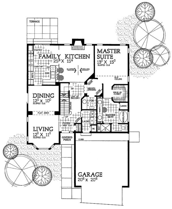 House Blueprint - Traditional Floor Plan - Main Floor Plan #72-929