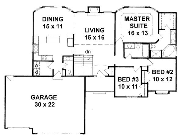 House Design - Traditional Floor Plan - Main Floor Plan #58-165