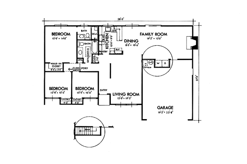 Home Plan - Floor Plan - Main Floor for Prairie House Plan #320-1267 - 3 bed, 2 bath