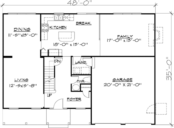 Home Plan - Colonial Floor Plan - Main Floor Plan #320-909