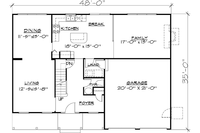 Architectural House Design - Floor Plan - Main Floor for Colonial House Plan #320-909 - 3 bed, 2.5 bath