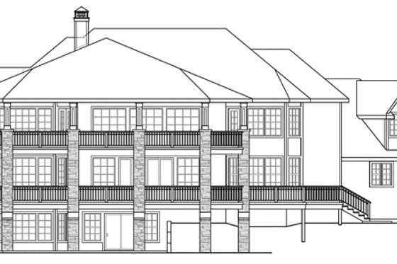 Exterior - Rear Elevation House Plan #124-884 - 4 bed, 4.5 bath