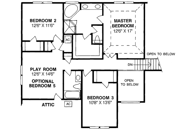Dream House Plan - Floor Plan - Upper Floor for Classical House Plan #513-2097 - 4 bed, 3 bath
