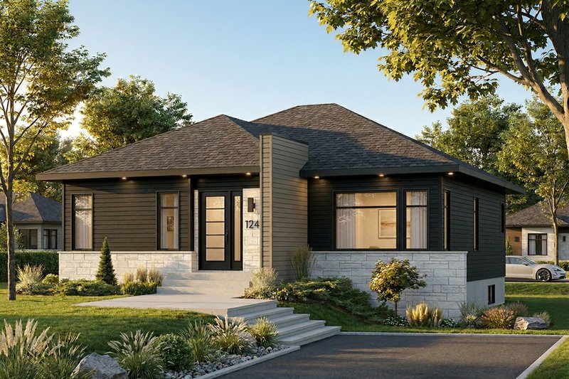 Dream House Plan - Exterior - Front Elevation 3 for Contemporary House Plan #23-2571 - 2 bed, 1 bath