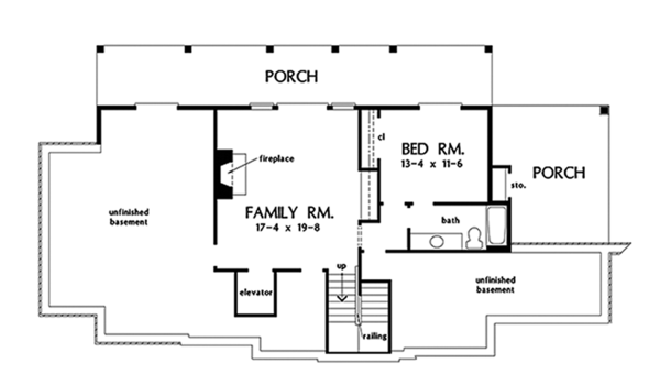 Craftsman Floor Plan - Lower Floor Plan #929-974