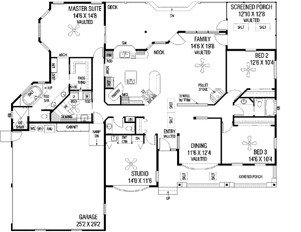 Architectural House Design - Ranch Floor Plan - Main Floor Plan #60-584