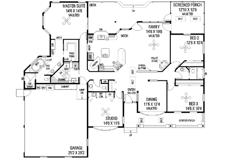 Home Plan - Floor Plan - Main Floor for Ranch House Plan #60-584 - 3 bed, 2.5 bath