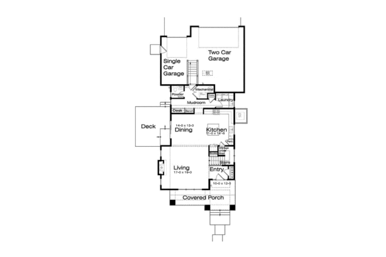Floor Plan - Main Floor for Prairie House Plan #895-69 - 3 bed, 2.5 bath