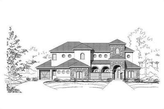 Exterior - Front Elevation for European House Plan #411-359 - 4 bed, 4.5 bath