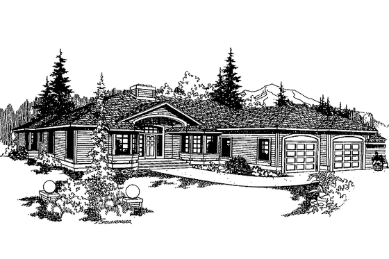 Exterior - Front Elevation 3 for Craftsman House Plan #60-834 - 3 bed, 2 bath