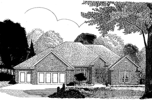 Home Plan - Exterior - Front Elevation for Ranch House Plan #310-1183 - 4 bed, 3 bath