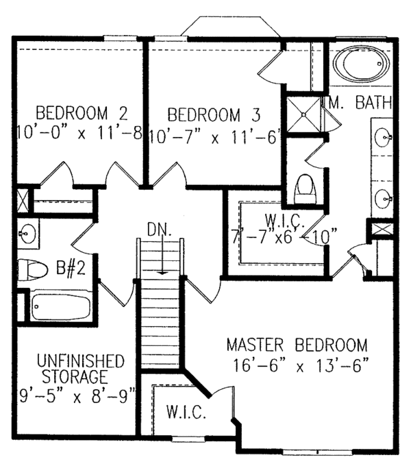 House Design - Colonial Floor Plan - Upper Floor Plan #54-190