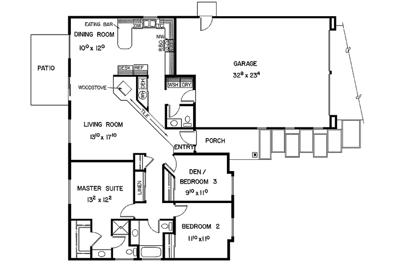 Dream House Plan - Floor Plan - Main Floor for Country House Plan #60-919 - 3 bed, 2.5 bath