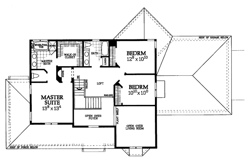 Home Plan - Floor Plan - Upper Floor for Country House Plan #72-1101 - 3 bed, 2.5 bath