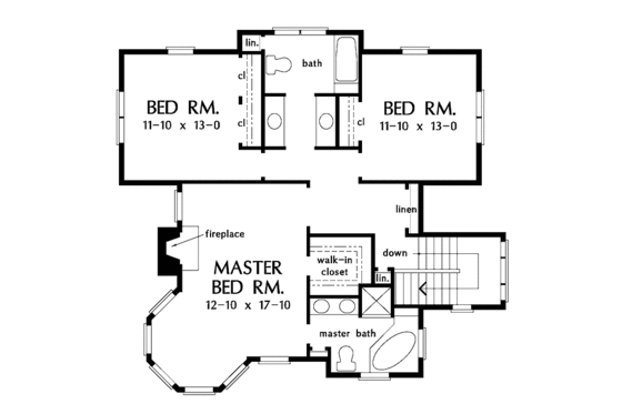 Floor Plan - Upper Floor for Victorian House Plan #929-306 - 3 bed, 2.5 bath