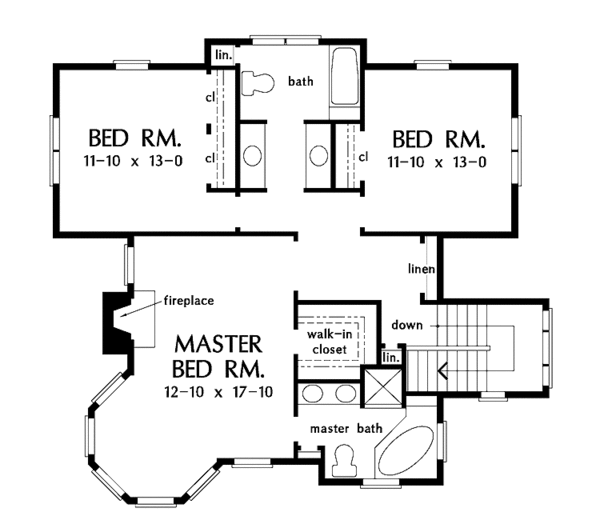 Victorian Floor Plan - Upper Floor Plan #929-306
