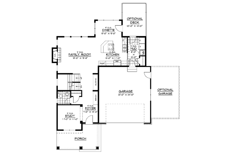 Home Plan - Floor Plan - Main Floor for European House Plan #51-607 - 3 bed, 2.5 bath