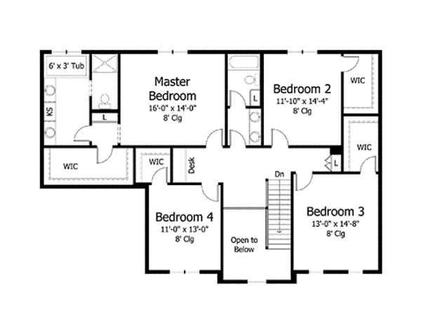 House Plan Design - Traditional Floor Plan - Upper Floor Plan #51-1028