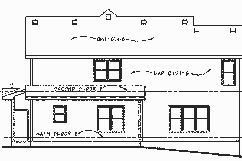 Home Plan - Exterior - Rear Elevation for Traditional House Plan #20-2232 - 4 bed, 2.5 bath