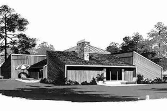 Exterior - Rear Elevation for Contemporary House Plan #72-302 - 3 bed, 3 bath