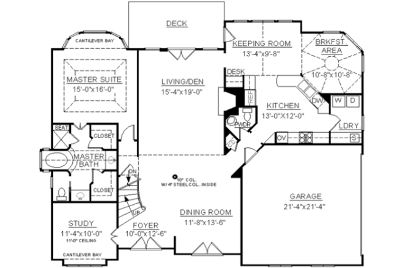Dream House Plan - Floor Plan - Main Floor for European House Plan #119-286 - 4 bed, 3 bath