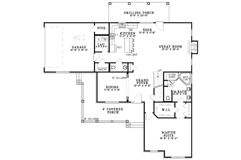 Home Plan - Floor Plan - Main Floor for Country House Plan #17-3071 - 4 bed, 2.5 bath